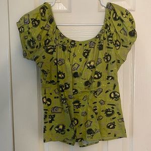 Pinup girl skeleton peasant top